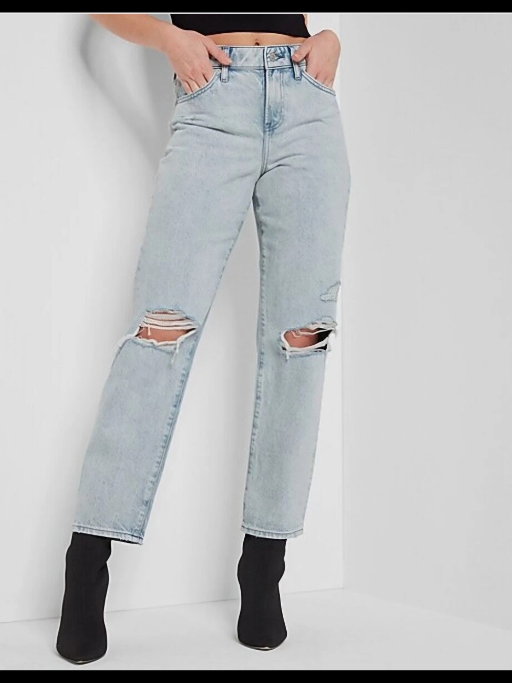 EXPRESS Light Wash Distressed Boyfriend Women’s Jeans 14